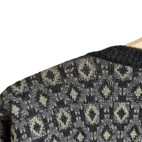 Vintage Club Room Mens Wool Geometric Print Vneck Sweater Gray L Retro Grandpa - Picture 5 of 6